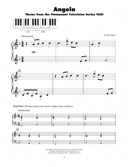 page one of Angela (Theme from Taxi) (5-Finger Piano)