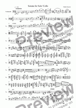 page one of Sonata for Solo 'Cello (1971)