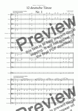page one of  L.v. Beethoven 12 deutsche Tänze Nr. 1 for orchestra