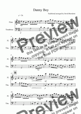 page one of Danny Boy for Flute and Trombone Duet
