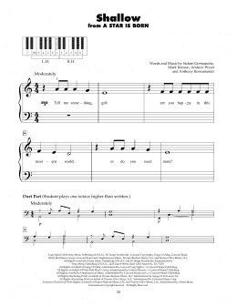 page one of Shallow (from A Star Is Born) (5-Finger Piano)