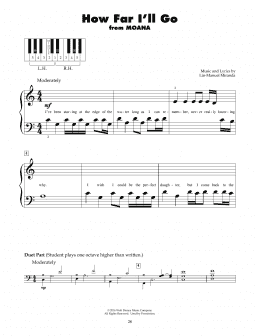 page one of How Far I'll Go (from Moana) (5-Finger Piano)
