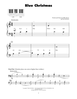 page one of Blue Christmas (5-Finger Piano)