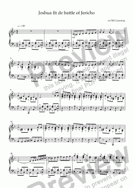 page one of "Joshua fit de battle of Jericho" for piano - Full Score