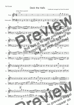 page one of Deck the Halls (Jazzy Style!) for Flute and Cello Duet