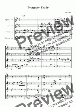 page one of Evergreen Shade - Saxophone Quartet