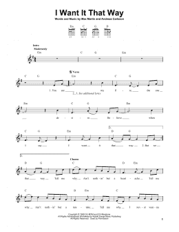 page one of I Want It That Way (Easy Guitar)