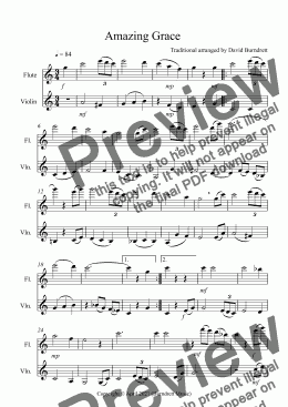 page one of Amazing Grace for Flute and Violin Duet