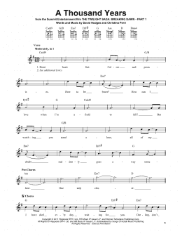 page one of A Thousand Years (Easy Guitar)