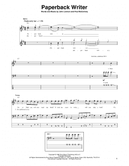 page one of Paperback Writer (Bass Guitar Tab)