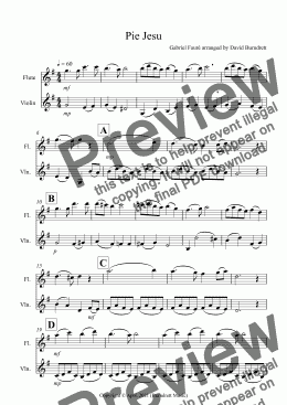 page one of Pie Jesu for Flute and Violin Duet