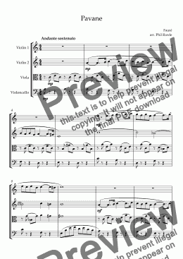 page one of Pavane Op. 50 - String Quartet