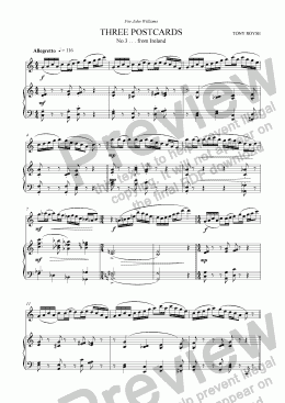 page one of Three Postcards (3) for Oboe and Piano