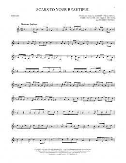 page one of Scars To Your Beautiful (Mallet Solo)
