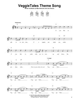 page one of VeggieTales Theme Song (Easy Guitar Tab)