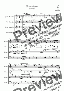page one of Evocations - Recorder Quartet