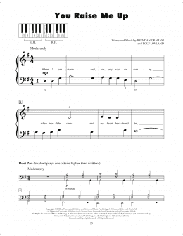 page one of You Raise Me Up (5-Finger Piano)