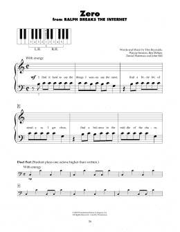 page one of Zero (from Ralph Breaks The Internet) (5-Finger Piano)