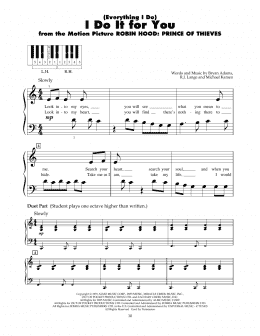 page one of (Everything I Do) I Do It For You (5-Finger Piano)