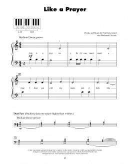 page one of Like A Prayer (5-Finger Piano)