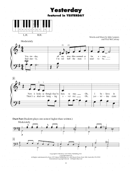 page one of Yesterday (5-Finger Piano)