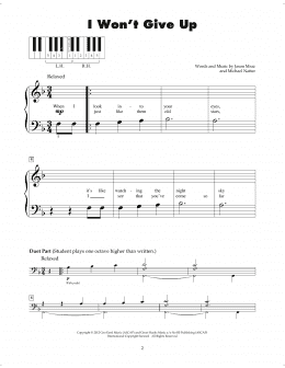 page one of I Won't Give Up (5-Finger Piano)
