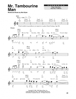 page one of Mr. Tambourine Man (Harmonica)