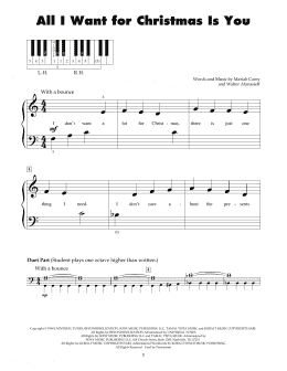 page one of All I Want For Christmas Is You (5-Finger Piano)