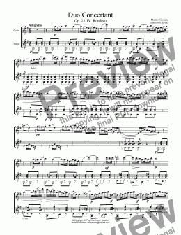 page one of Duo Concertant, Op. 25, Rondeau (iv) for violin and guitar 