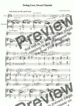 page one of Swing Low, Sweet Chariot for Flute & Keyboard