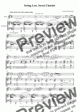 page one of Swing Low, Sweet Chariot for Oboe & Keyboard