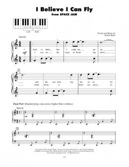 page one of I Believe I Can Fly (5-Finger Piano)