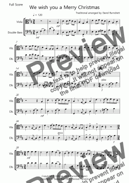 page one of We wish you a Merry Christmas for Viola and Double Bass Duet