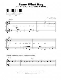 page one of Come What May (from Moulin Rouge) (5-Finger Piano)