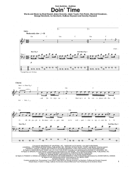 page one of Doin' Time (Bass Guitar Tab)