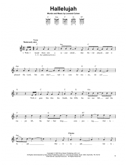 page one of Hallelujah (Easy Guitar)