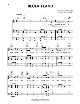 page one of Beulah Land (Piano, Vocal & Guitar Chords (Right-Hand Melody))