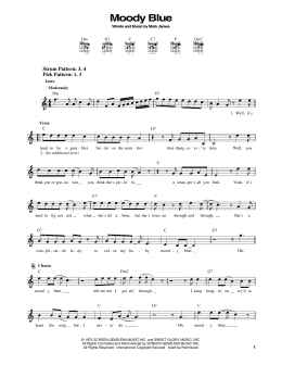 page one of Moody Blue (Easy Guitar)