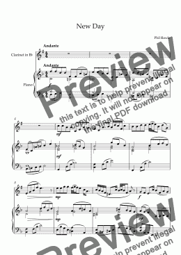 page one of New Day - Clarinet in Bb and Piano