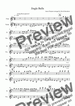 page one of Jingle Bells (Jazzy Style!) for Flute and Violin Duet