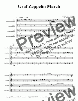 page one of Graf Zeppelin Marsch - The Conqueror - Saxophone Quartet - Eb