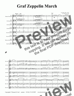 page one of Graf Zeppelin Marsch - The Conqueror - Saxophone Quintet - Eb