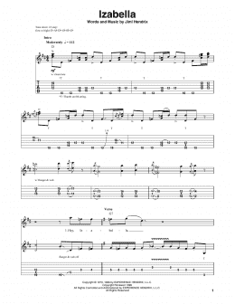 page one of Izabella (Guitar Tab (Single Guitar))