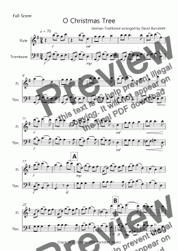 page one of O Christmas Tree for Flute and Trombone Duet