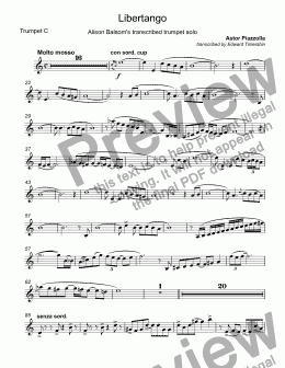 page one of Piazzolla - Oblivion for trumpet C
