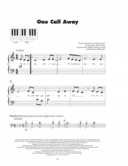 page one of One Call Away (5-Finger Piano)