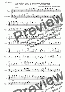 page one of We wish you a Merry Christmas for Flute and Trombone Duet