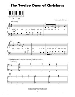 page one of The Twelve Days Of Christmas (5-Finger Piano)