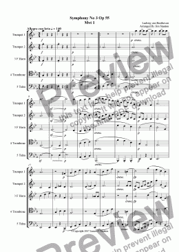page one of Beethoven - Symphony No 3 - Mvt 1 for Brass Quintet