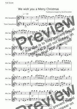 page one of We wish you a Merry Christmas for Alto and Tenor Saxophone Duet